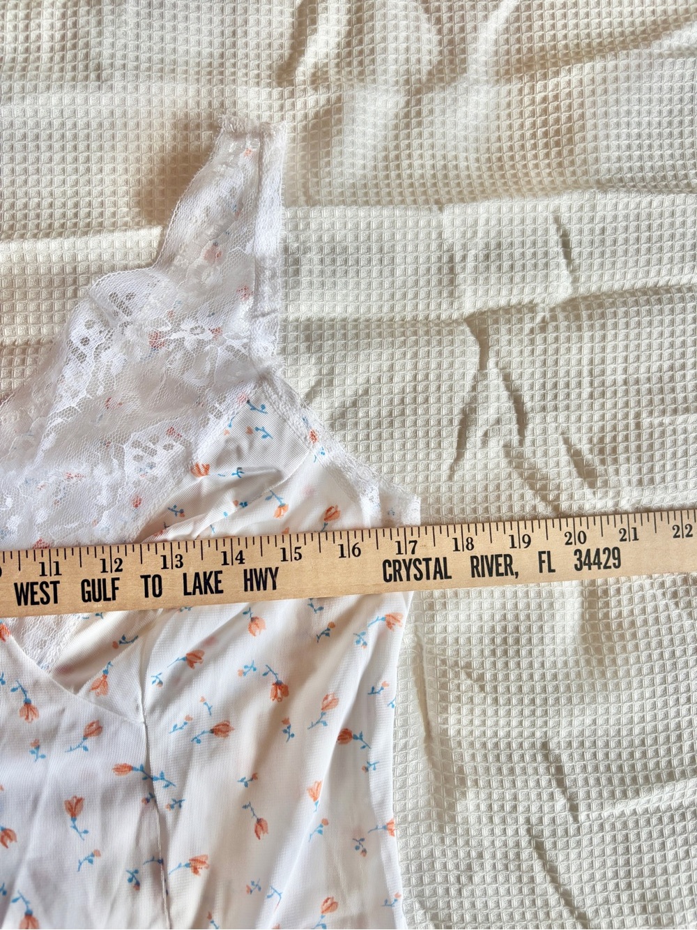 vintage cottagecore floral lace slip dress nightgown white blue peach fairycore - Picture 5 of 5